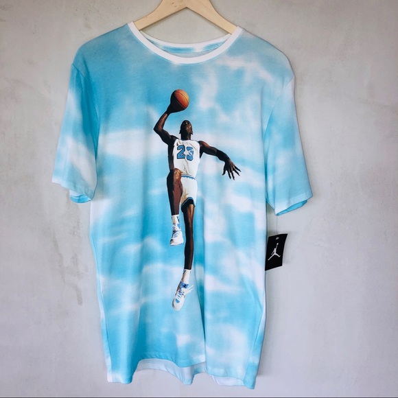 blue and white jordan shirt